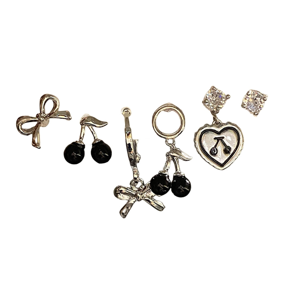 1 Set Women Earrings Sweet Cool Gothic Multi-styles Elegant Gift Alloy Love Heart Shaped Hoop Dangle Stud Earrings Kit Image 2