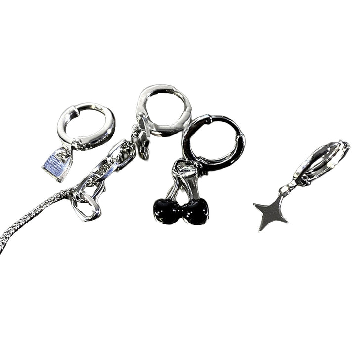 1 Set Women Earrings Sweet Cool Gothic Multi-styles Elegant Gift Alloy Love Heart Shaped Hoop Dangle Stud Earrings Kit Image 4