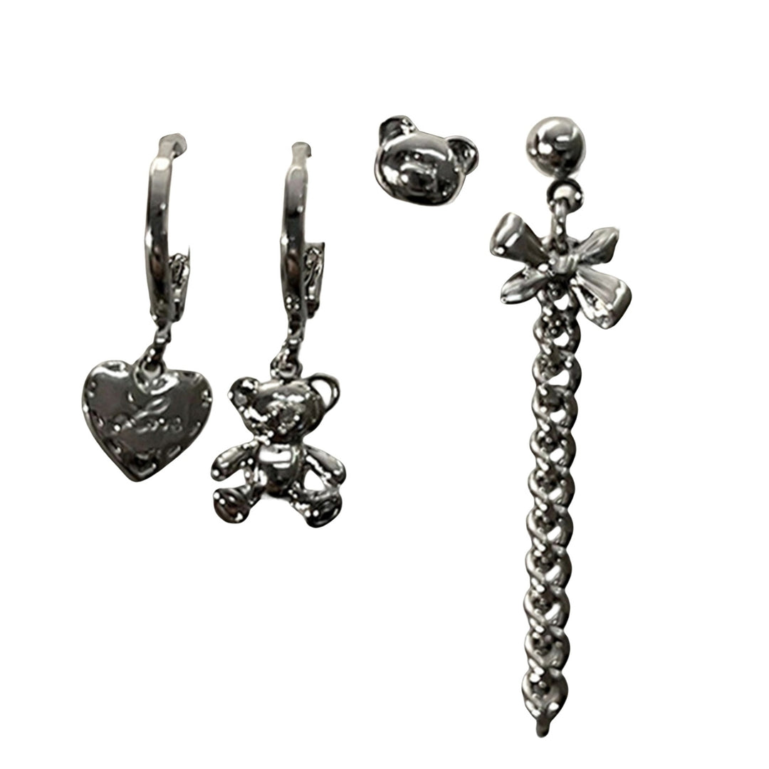 1 Set Women Earrings Sweet Cool Gothic Multi-styles Elegant Gift Alloy Love Heart Shaped Hoop Dangle Stud Earrings Kit Image 8