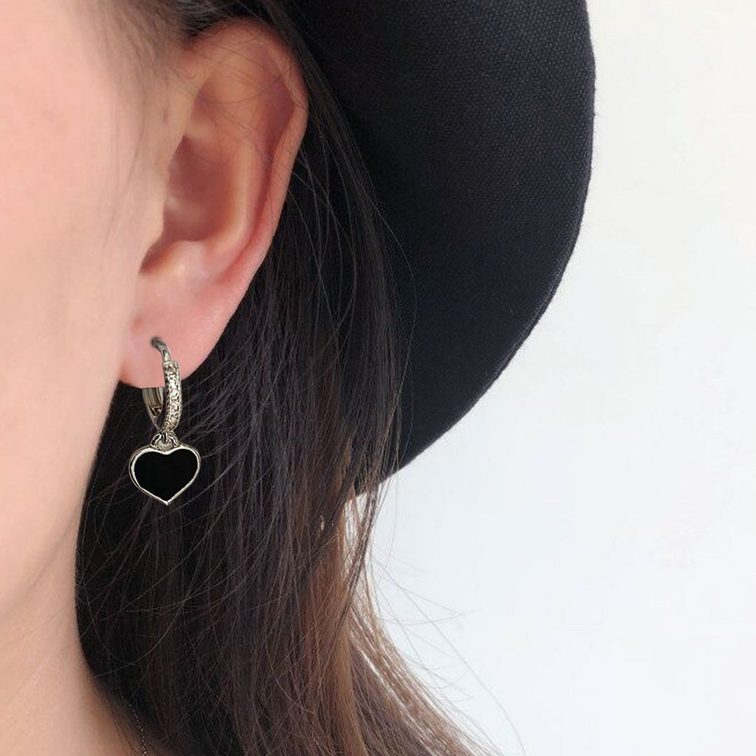 1 Set Women Earrings Sweet Cool Gothic Multi-styles Elegant Gift Alloy Love Heart Shaped Hoop Dangle Stud Earrings Kit Image 10
