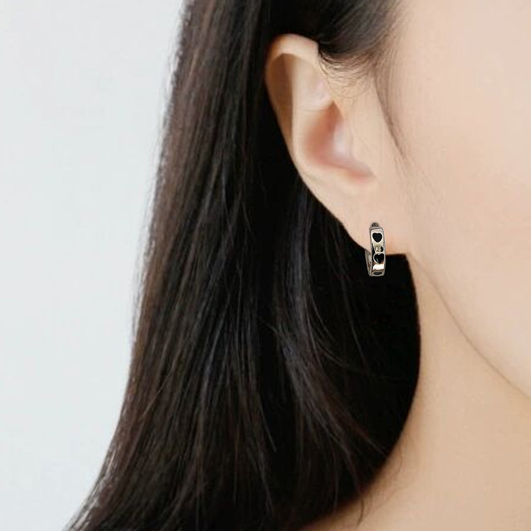 1 Set Women Earrings Sweet Cool Gothic Multi-styles Elegant Gift Alloy Love Heart Shaped Hoop Dangle Stud Earrings Kit Image 11