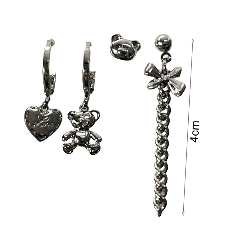 1 Set Women Earrings Sweet Cool Gothic Multi-styles Elegant Gift Alloy Love Heart Shaped Hoop Dangle Stud Earrings Kit Image 12