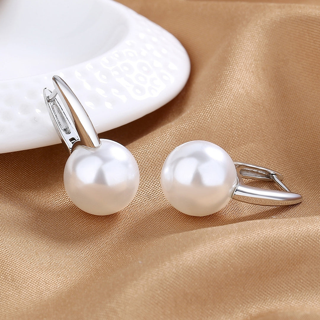 1 Pair Women Earrings Elegant Minimalist Retro Noble Gift Small High Gloss Faux Pearl Girls Earrings Jewelry Accessories Image 1
