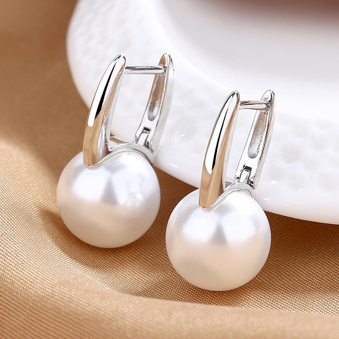 1 Pair Women Earrings Elegant Minimalist Retro Noble Gift Small High Gloss Faux Pearl Girls Earrings Jewelry Accessories Image 2