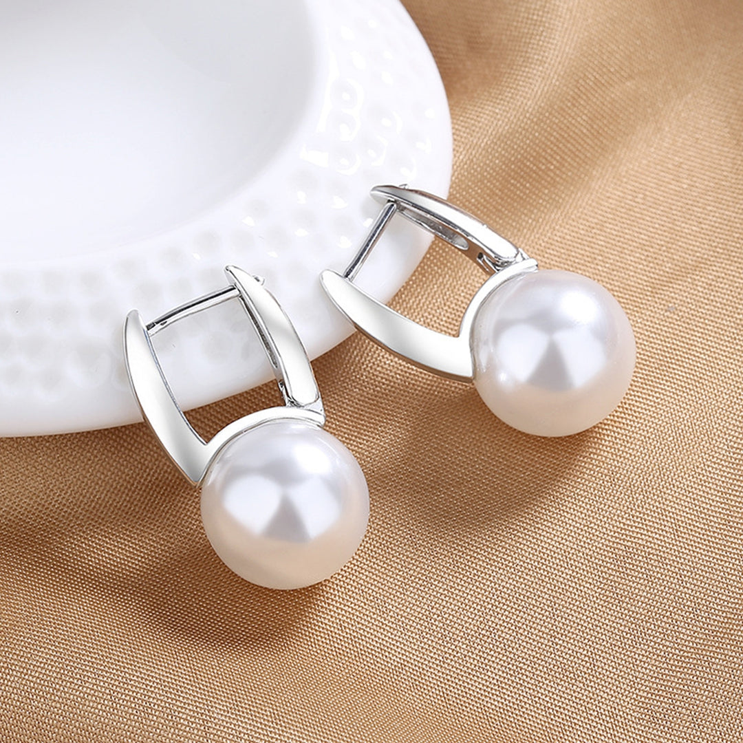 1 Pair Women Earrings Elegant Minimalist Retro Noble Gift Small High Gloss Faux Pearl Girls Earrings Jewelry Accessories Image 3