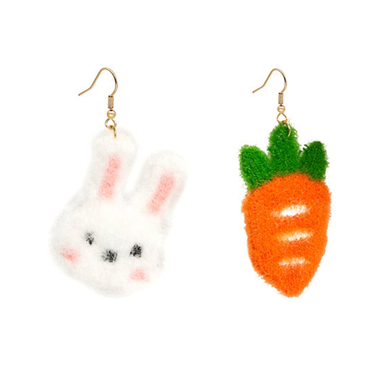 1 Pair Pendant Earrings Sweet Asymmetric Funny Winter Autumn Cute Rabbit Carrot Hook Earrings Jewelry Accessory Image 4