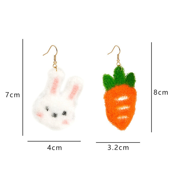 1 Pair Pendant Earrings Sweet Asymmetric Funny Winter Autumn Cute Rabbit Carrot Hook Earrings Jewelry Accessory Image 6