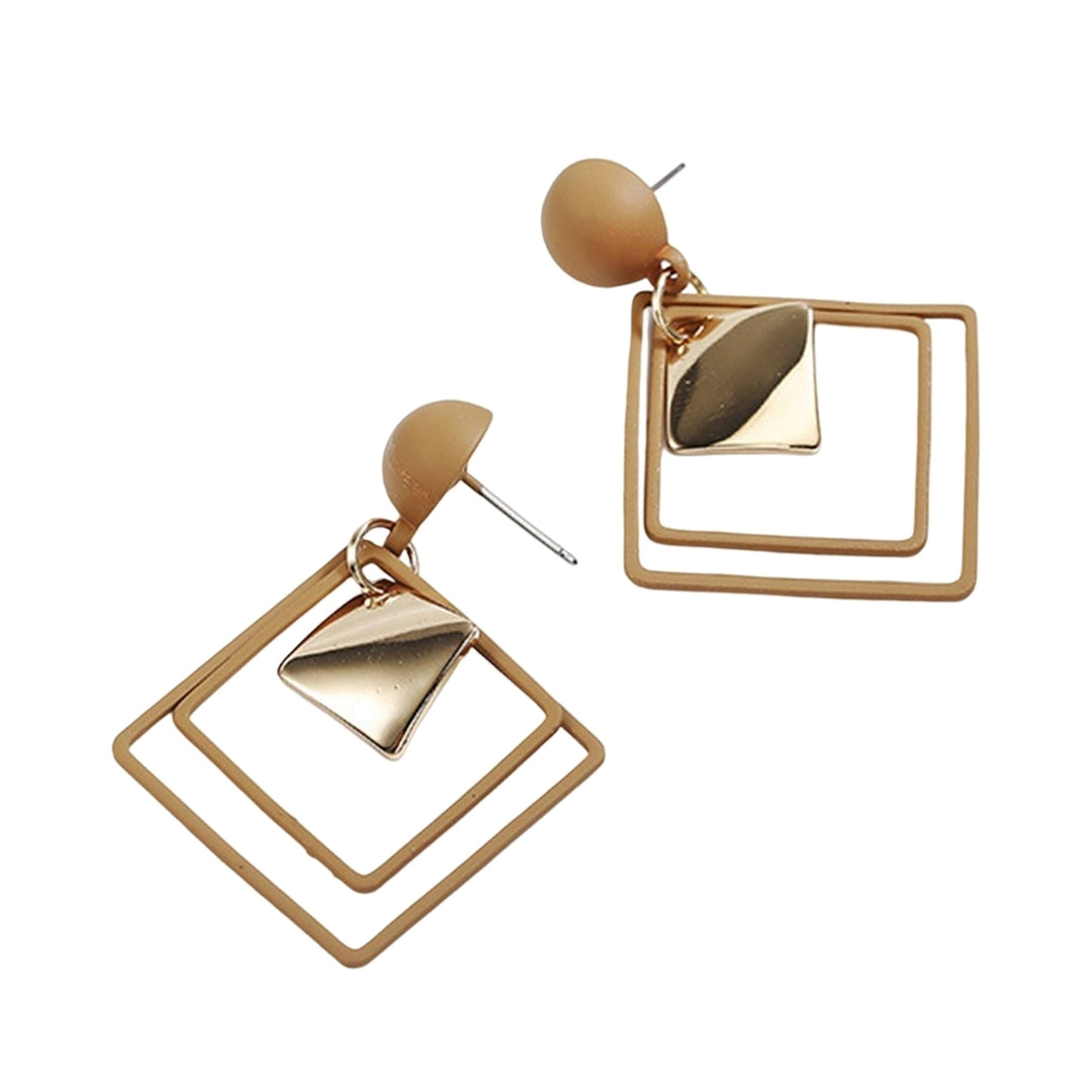1 Pair Dangle Earrings Geometric Matte Personality Minimalist Hollow Double Rhombuses Women Stud Earrings Fashion Image 10