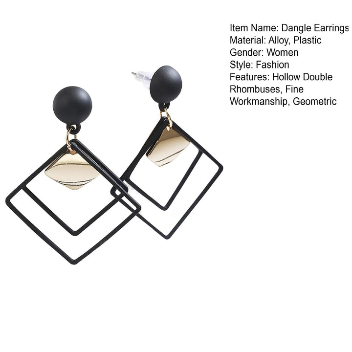 1 Pair Dangle Earrings Geometric Matte Personality Minimalist Hollow Double Rhombuses Women Stud Earrings Fashion Image 12