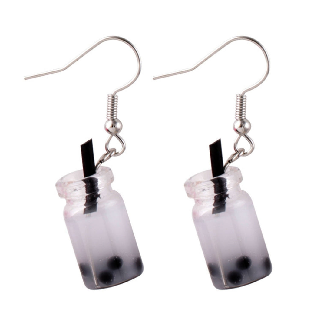 1 Pair Hook Earrings Funny Cute Simple Style Hypoallergenic Gift Glass Milky Tea Pendant Women Dangle Earrings Fashion Image 2