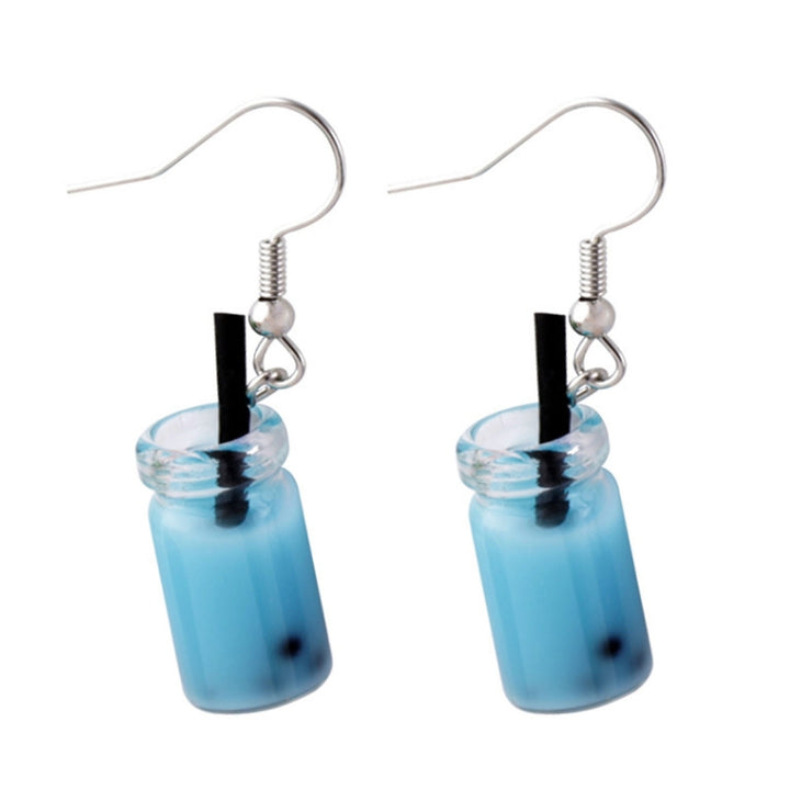 1 Pair Hook Earrings Funny Cute Simple Style Hypoallergenic Gift Glass Milky Tea Pendant Women Dangle Earrings Fashion Image 3