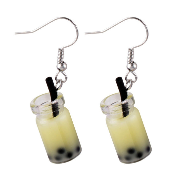 1 Pair Hook Earrings Funny Cute Simple Style Hypoallergenic Gift Glass Milky Tea Pendant Women Dangle Earrings Fashion Image 4