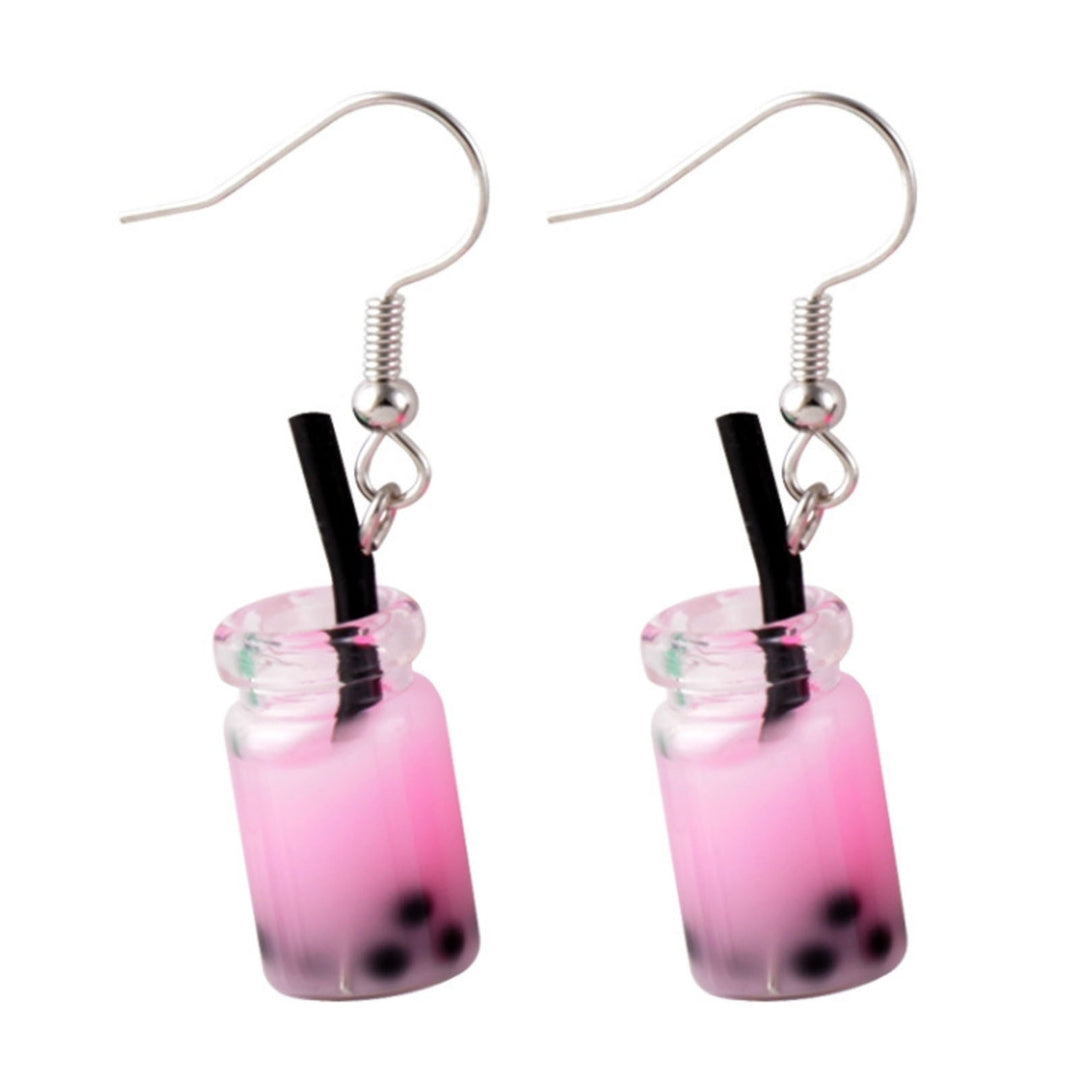 1 Pair Hook Earrings Funny Cute Simple Style Hypoallergenic Gift Glass Milky Tea Pendant Women Dangle Earrings Fashion Image 7
