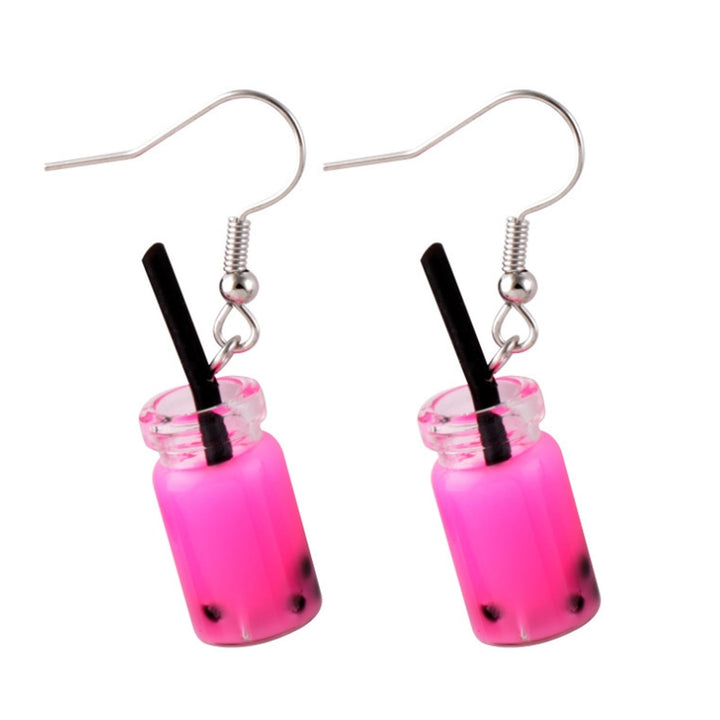 1 Pair Hook Earrings Funny Cute Simple Style Hypoallergenic Gift Glass Milky Tea Pendant Women Dangle Earrings Fashion Image 10