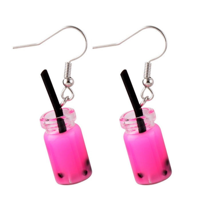 1 Pair Hook Earrings Funny Cute Simple Style Hypoallergenic Gift Glass Milky Tea Pendant Women Dangle Earrings Fashion Image 1