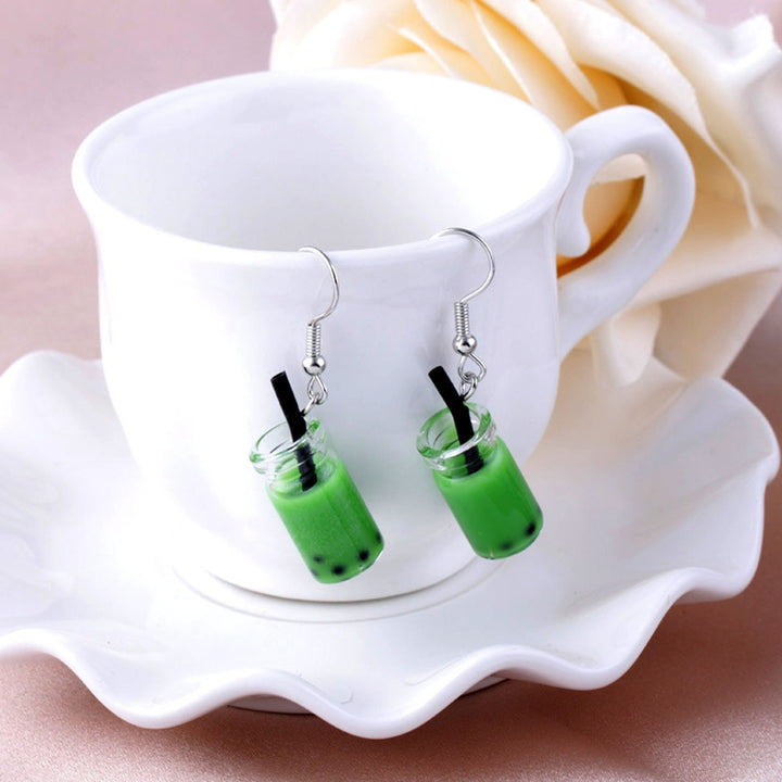 1 Pair Hook Earrings Funny Cute Simple Style Hypoallergenic Gift Glass Milky Tea Pendant Women Dangle Earrings Fashion Image 11
