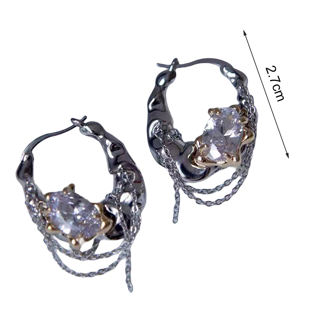 1 Pair Women Earrings Shining Rhinestone Chain Charm Ladies Fashion Hoop Earrings Jewelry Girls Gifts Image 6