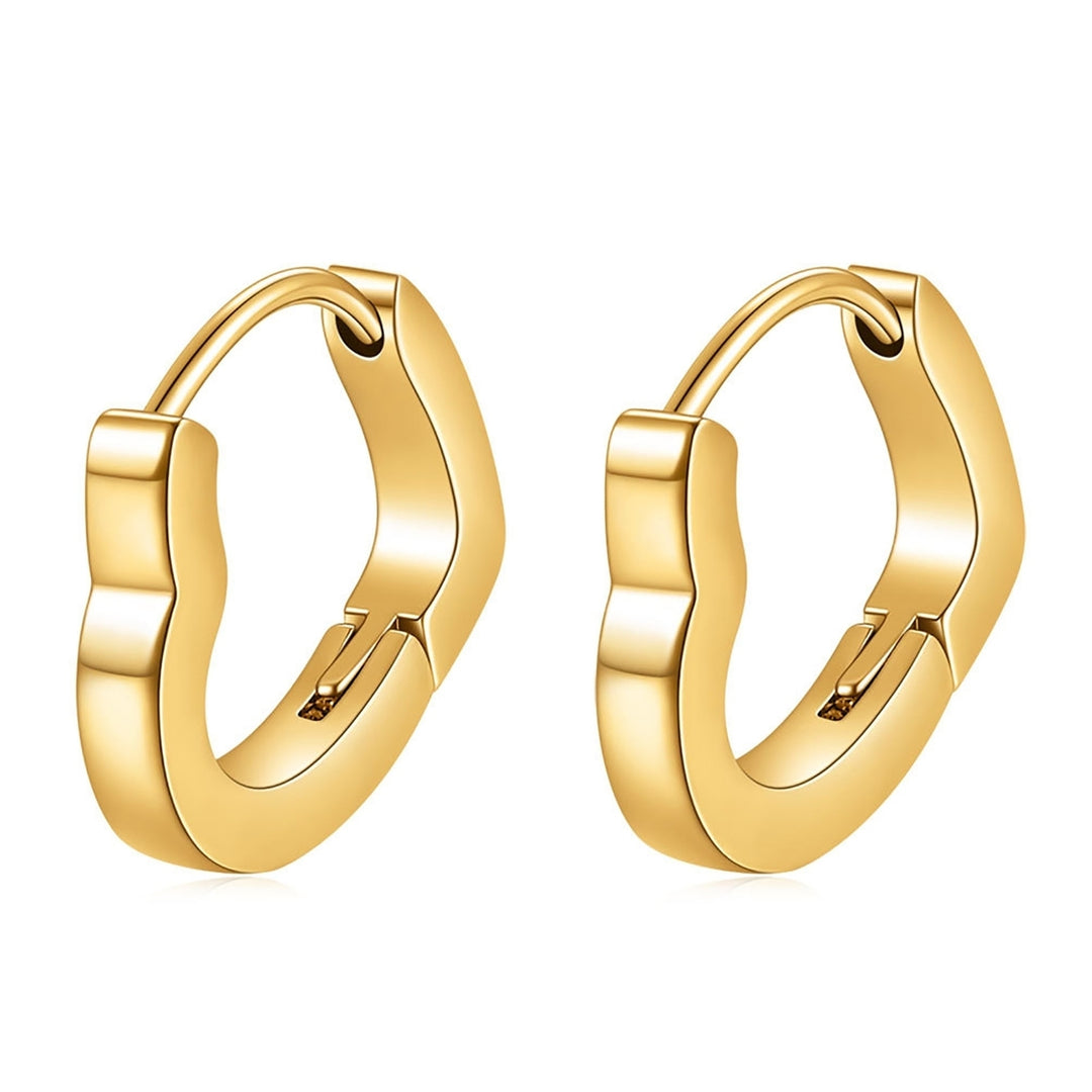 1 Pair Women Earrings Bohemian Hip Hop Golden Color Titanium Steel Love Heart Shape Ladies Earrings Fashion Jewelry Image 3