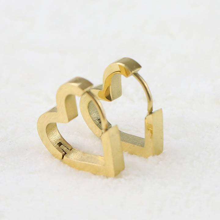1 Pair Women Earrings Bohemian Hip Hop Golden Color Titanium Steel Love Heart Shape Ladies Earrings Fashion Jewelry Image 11