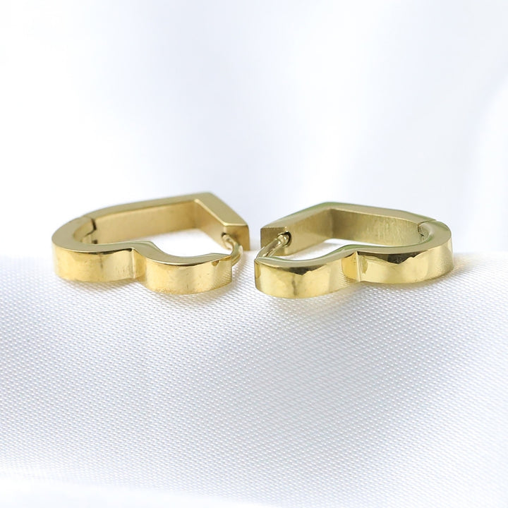 1 Pair Women Earrings Bohemian Hip Hop Golden Color Titanium Steel Love Heart Shape Ladies Earrings Fashion Jewelry Image 12