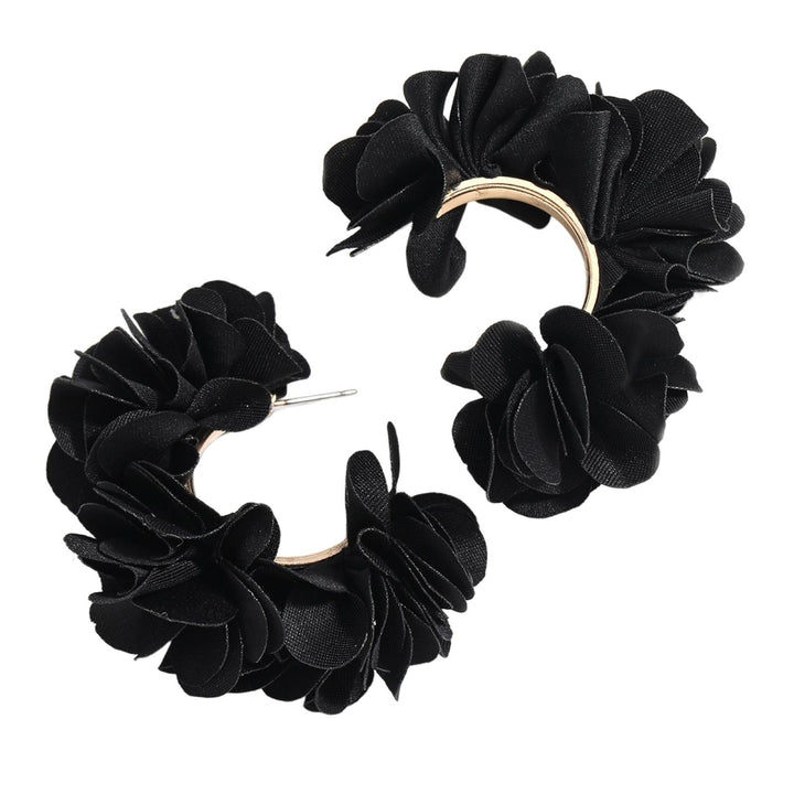 1 Pair Stud Earrings Fine Workmanship All Match Fade-resistant Elegant C-shaped Alloy Fabric Petal Earrings Clothing Image 2