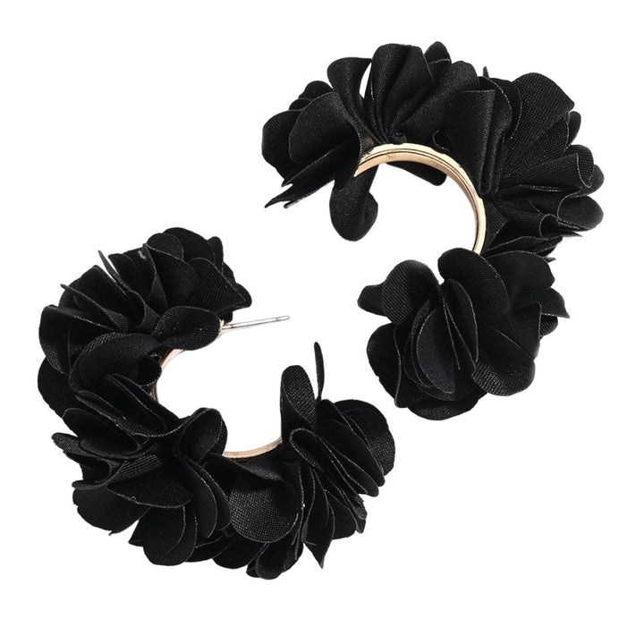 1 Pair Stud Earrings Fine Workmanship All Match Fade-resistant Elegant C-shaped Alloy Fabric Petal Earrings Clothing Image 1