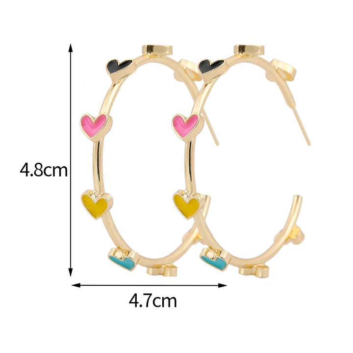 1 Pair Hoop Earrings C-shaped Geometric Hypoallergenic Colorful Heart-shaped Stud Earrings Fashion Jewelry Image 6