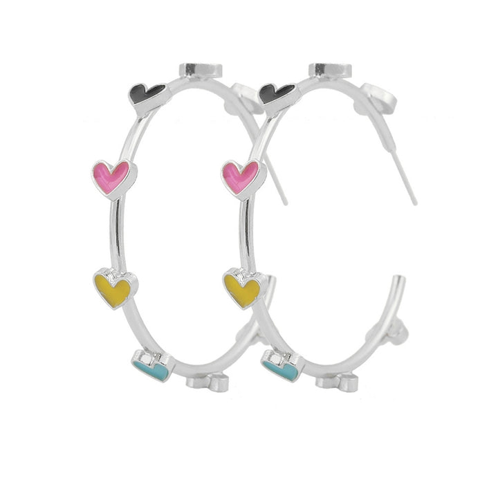 1 Pair Hoop Earrings C-shaped Geometric Hypoallergenic Colorful Heart-shaped Stud Earrings Fashion Jewelry Image 9