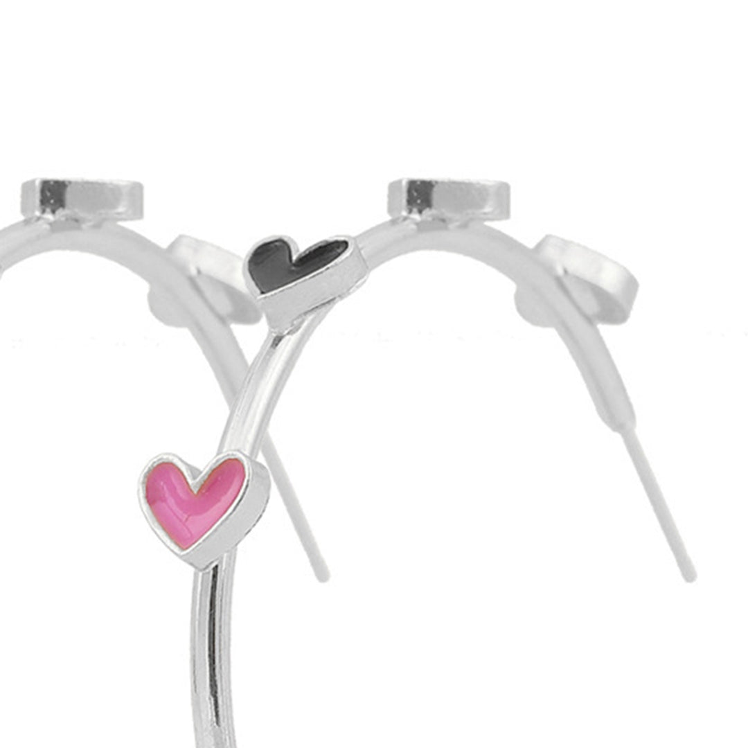 1 Pair Hoop Earrings C-shaped Geometric Hypoallergenic Colorful Heart-shaped Stud Earrings Fashion Jewelry Image 11