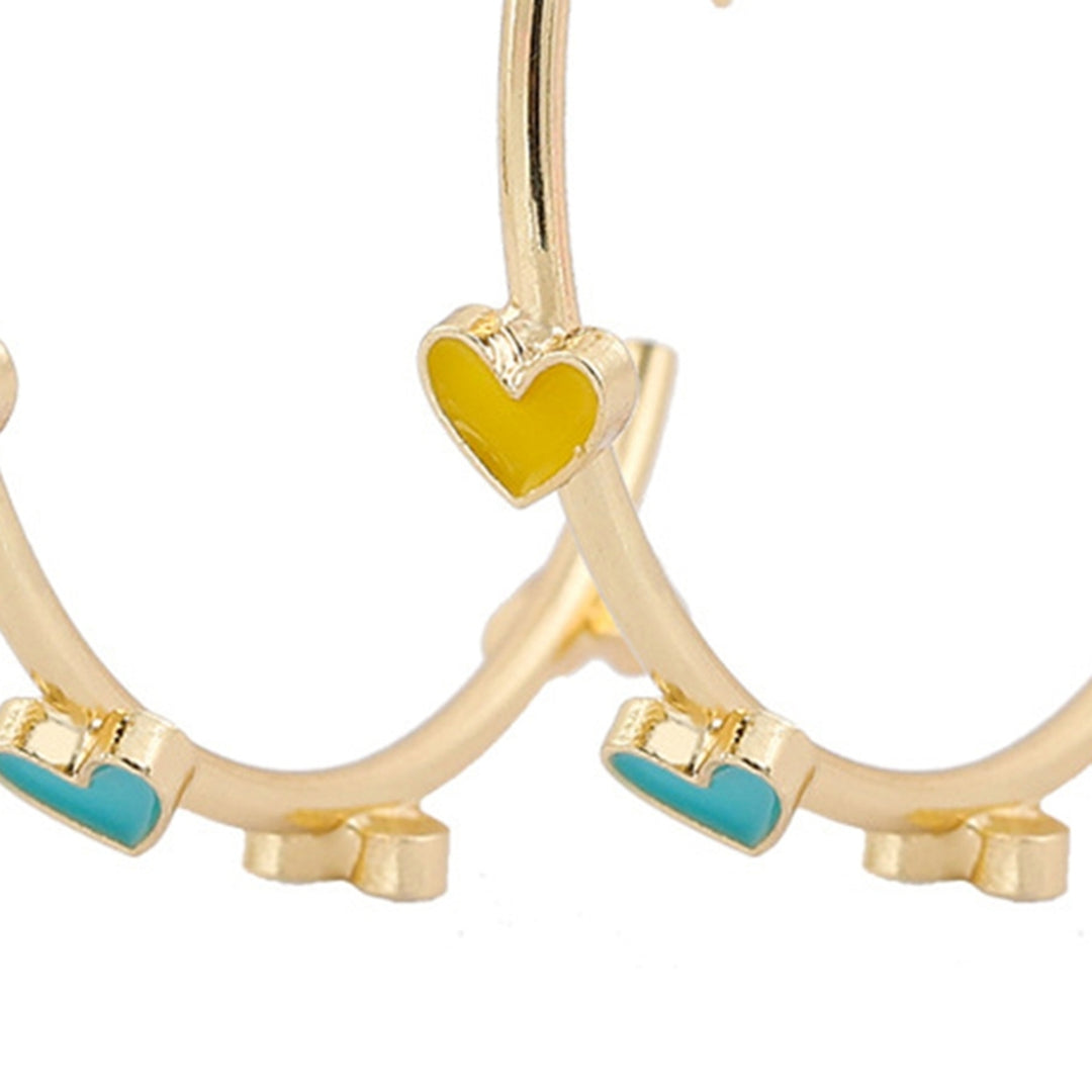 1 Pair Hoop Earrings C-shaped Geometric Hypoallergenic Colorful Heart-shaped Stud Earrings Fashion Jewelry Image 12