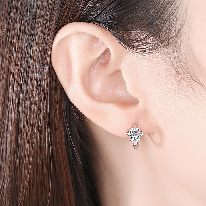 1 Pair Hoop Earrings Dainty Polished Small Cute Sparkling Rhinestone Cat Claw Huggie Earrings Fashion Jewelry Image 9
