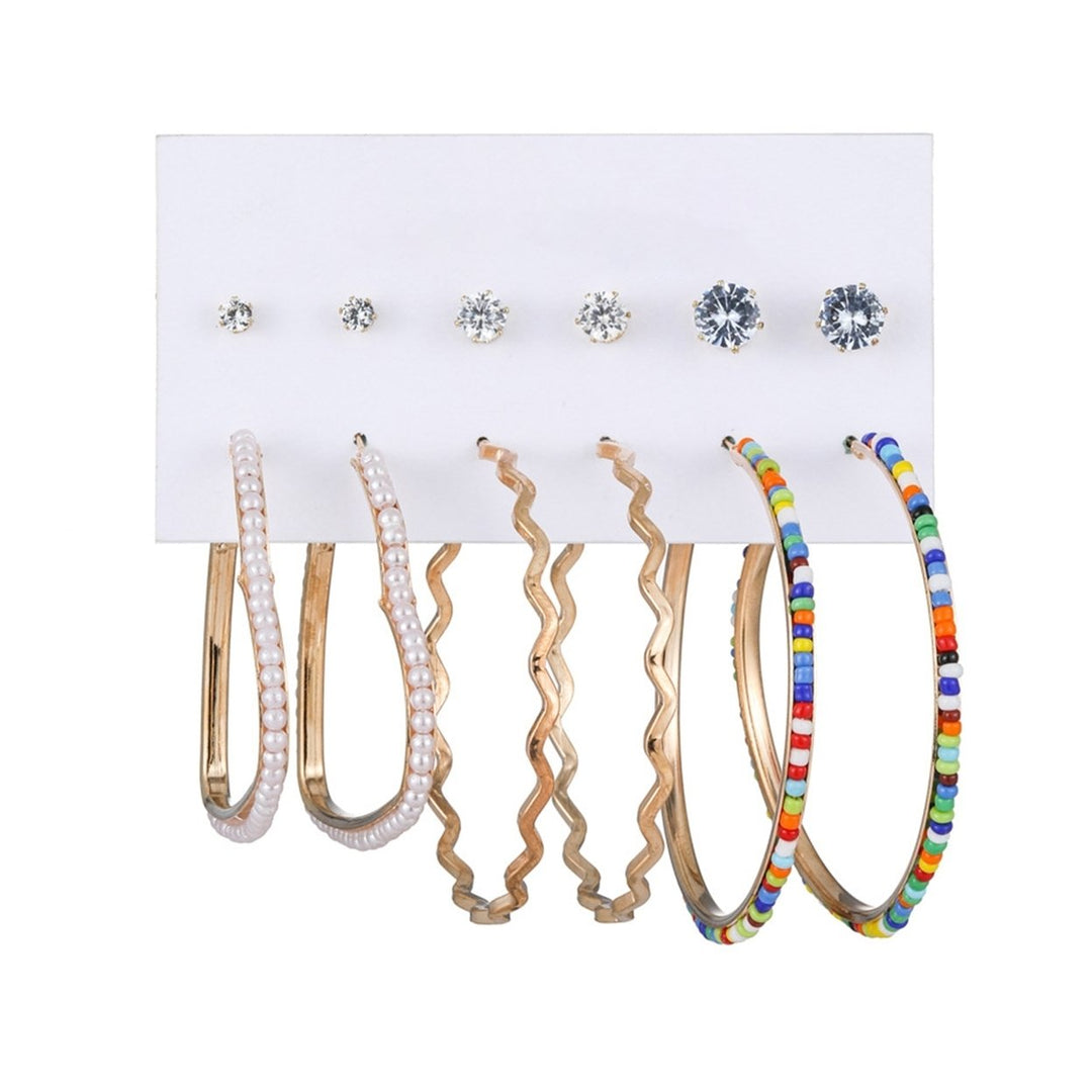6 Pairs Hoop Earrings Set Party Wear Jewelry Gift Image 4