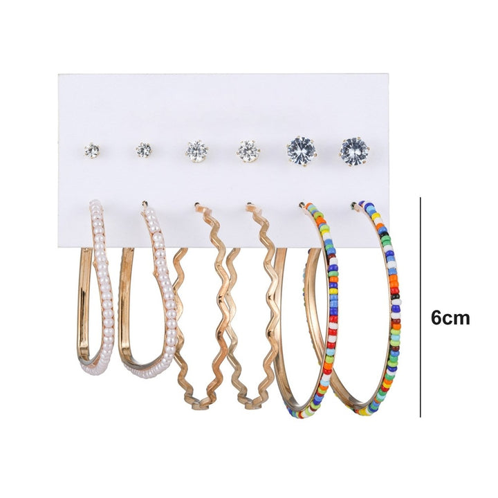 6 Pairs Hoop Earrings Set Party Wear Jewelry Gift Image 6