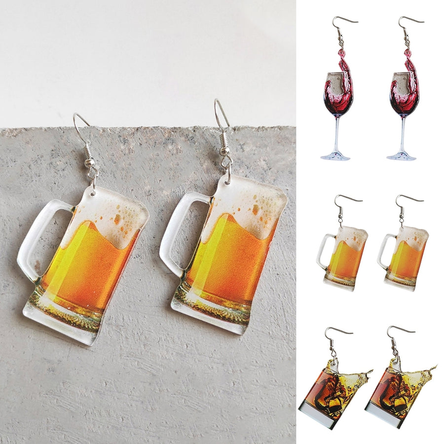 1 Pair Hook Earrings Acrylic Funny Cute Personality Gift Solid Simulation Beer Mug Dangle Earrings Fashion Jewelry Image 1