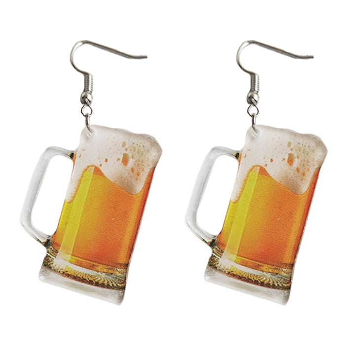 1 Pair Hook Earrings Acrylic Funny Cute Personality Gift Solid Simulation Beer Mug Dangle Earrings Fashion Jewelry Image 4