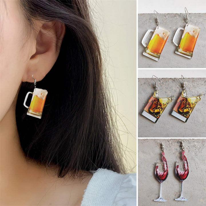 1 Pair Hook Earrings Acrylic Funny Cute Personality Gift Solid Simulation Beer Mug Dangle Earrings Fashion Jewelry Image 4