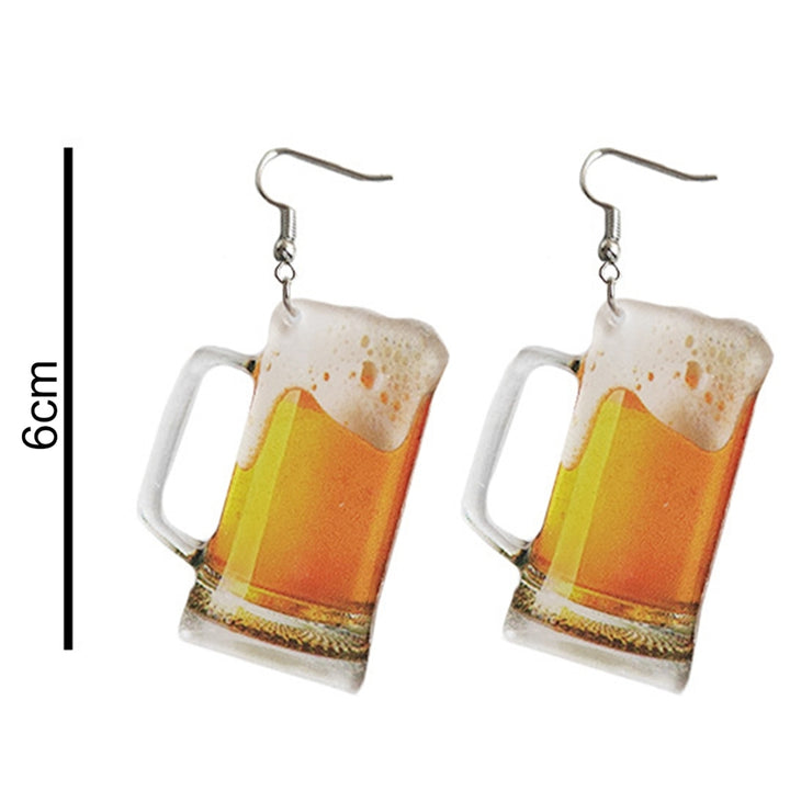 1 Pair Hook Earrings Acrylic Funny Cute Personality Gift Solid Simulation Beer Mug Dangle Earrings Fashion Jewelry Image 8