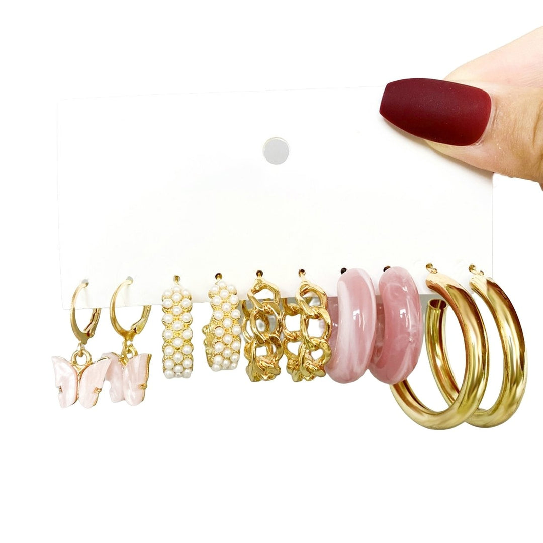 5 Pairs Hoop Earrings Earrings Fashion Jewelry Image 1