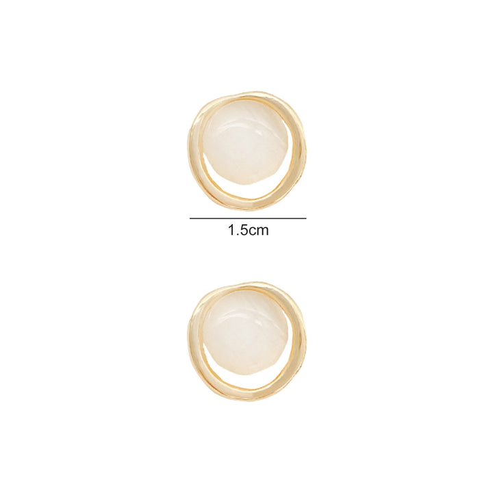 1 Pair Women Earrings Opal Shiny High-polished Decorate Women Jewelry Round Cat Eyes Earrings Ladies Accessories Image 6
