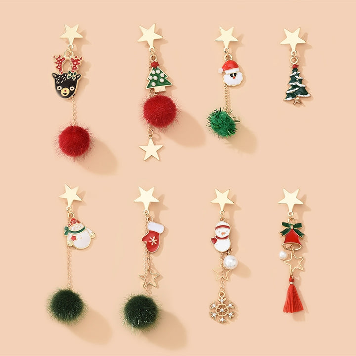 8Pcs Christmas Earrings Lovely Earrings Party Jewelry Image 1