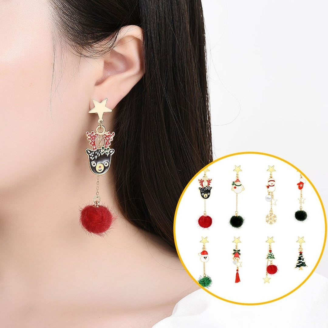 8Pcs Christmas Earrings Lovely Earrings Party Jewelry Image 4