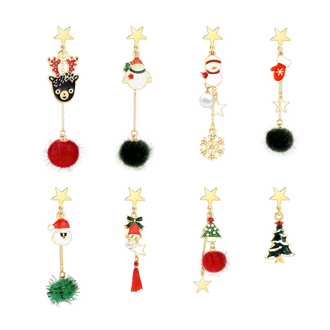 8Pcs Christmas Earrings Lovely Earrings Party Jewelry Image 4