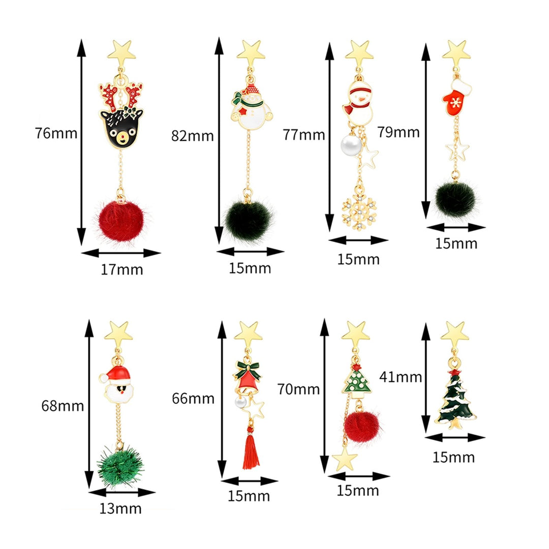 8Pcs Christmas Earrings Lovely Earrings Party Jewelry Image 6