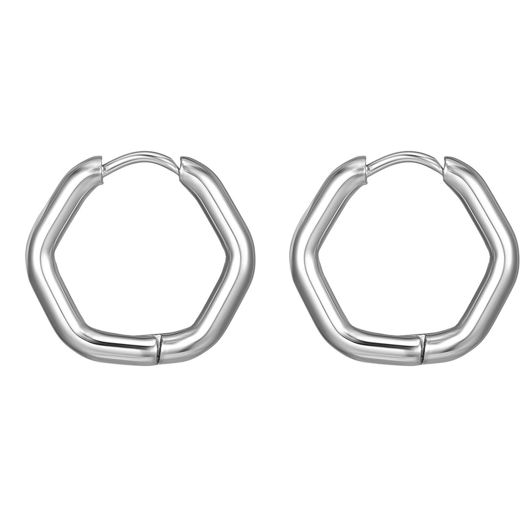 1 Pair Women Earrings Geometric Titanium Steel Multi-shapes Polished Small Five Pointed Star Ladies Earrings Fashion Image 3