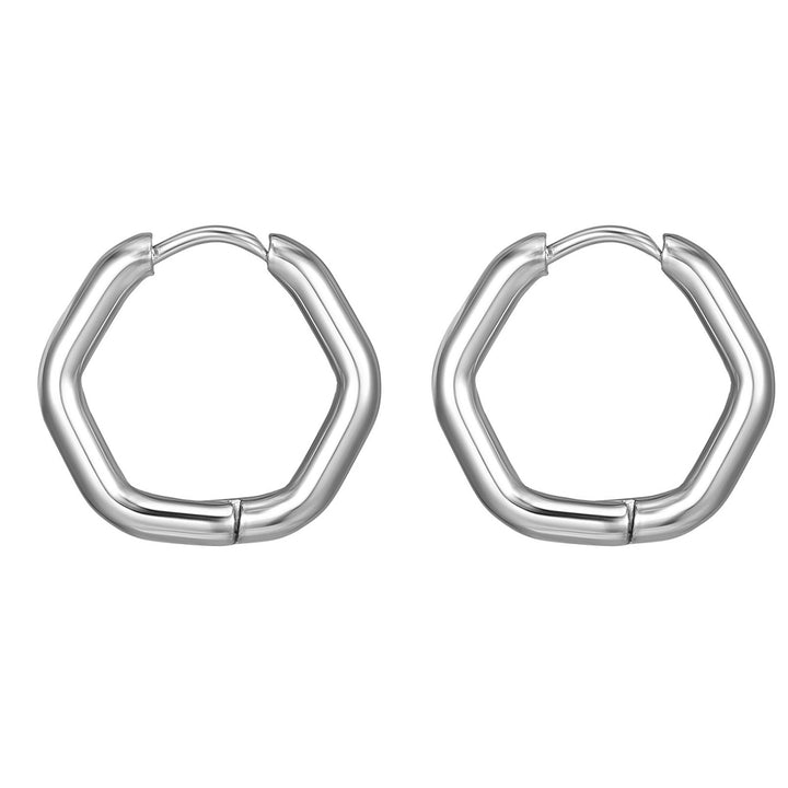 1 Pair Women Earrings Geometric Titanium Steel Multi-shapes Polished Small Five Pointed Star Ladies Earrings Fashion Image 3