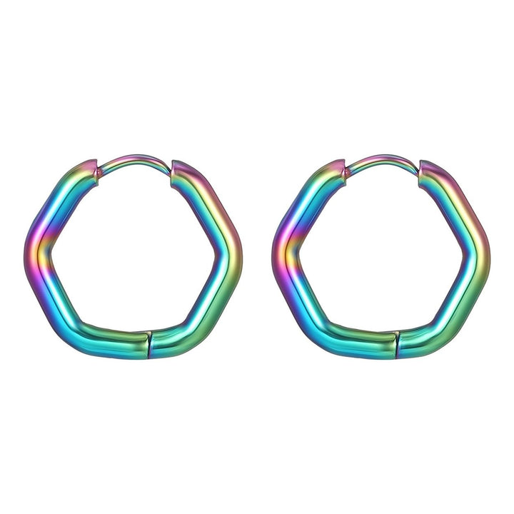 1 Pair Women Earrings Geometric Titanium Steel Multi-shapes Polished Small Five Pointed Star Ladies Earrings Fashion Image 1