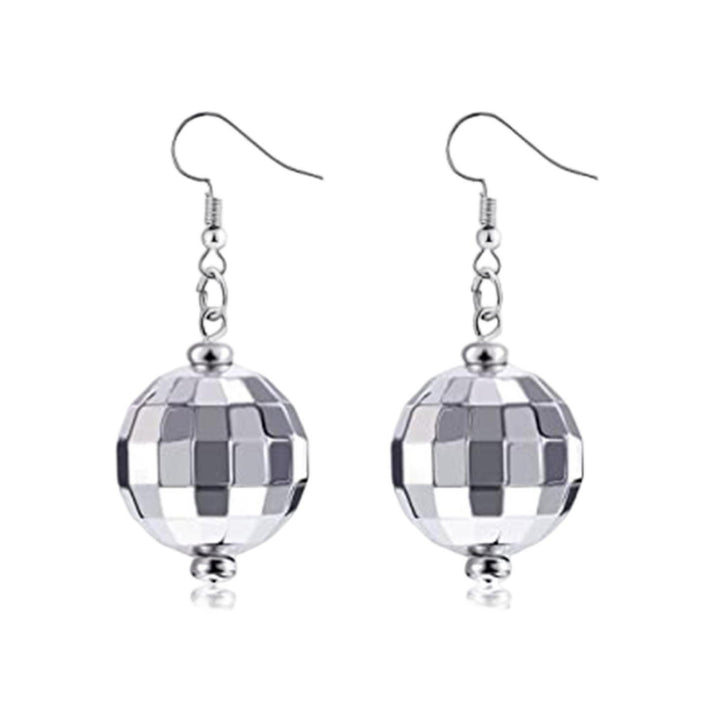 1 Pair Disco Spherical Earrings Retro 1970s European Style Mirror Balls for Women And Girls Fashionable And Chic Image 2