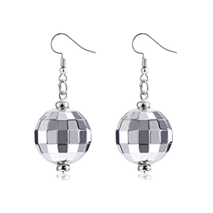 1 Pair Disco Spherical Earrings Retro 1970s European Style Mirror Balls for Women And Girls Fashionable And Chic Image 1