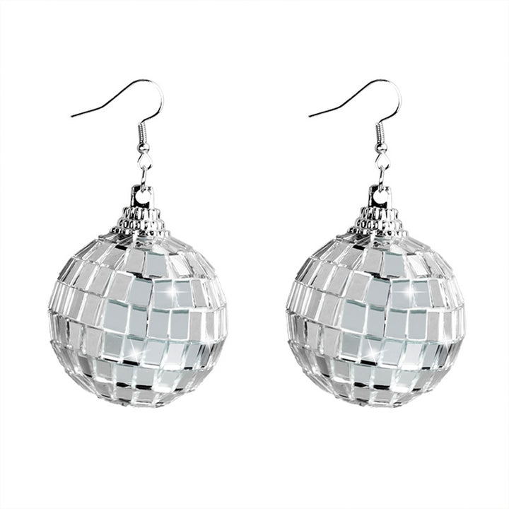 1 Pair Disco Spherical Earrings Retro 1970s European Style Mirror Balls for Women And Girls Fashionable And Chic Image 3