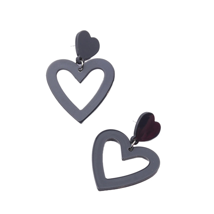 1 Pair Stud Earrings Lightweight Heart Acrylic Pendant Earrings Hypoallergenic Colorful Simple for Women Image 3